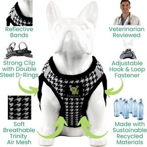 Bark Black White Houndstooth Dog Harness Teacup Puppy Dog XXXS